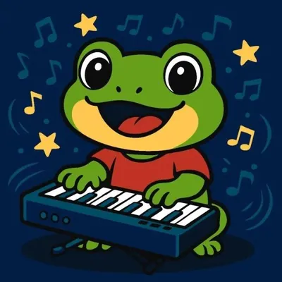 Produktbild von Malen nach Zahlen – Frosch mit Klavier, Kinder – Ideyka