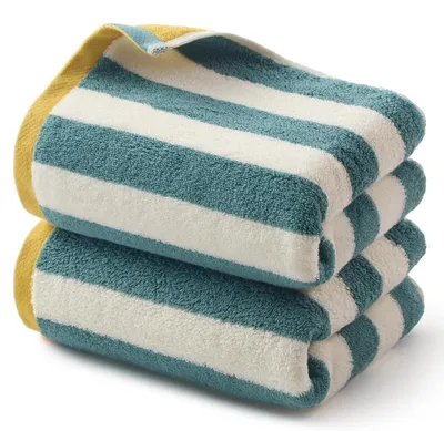 Produktbild von Gästehandtücher 2er-Pack Baumwolle Grün 32x72cm Gestreift