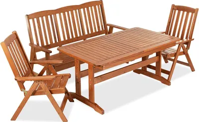 Obrázek produktu pro Souprava zahradního nábytku Konsimo EU a ruční výroba "ALCES", hnědá, z masivního borovicového dřeva, 160/210x73x90 | 263x106x73 | 170x106x70 cm