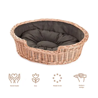 Image de Panier pour chien en osier ovale avec un coussin 80X60 H20 CM