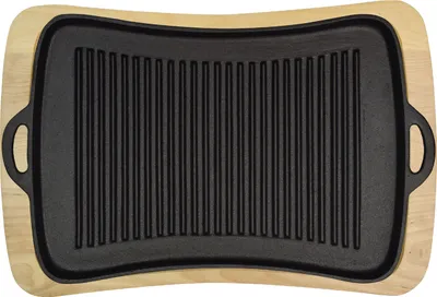 Produktbild von Jim Beam BBQ Grillplatte Gusseisen - Grillpfanne Gusspfanne mit Servierbrett und Griffen
