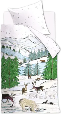 Produktbild von Hannekejag Renforcé-Bettwäsche-Garnitur Snowscape Farbe Multi Größe 135 x 200 cm + 1x 80 x 80 cm