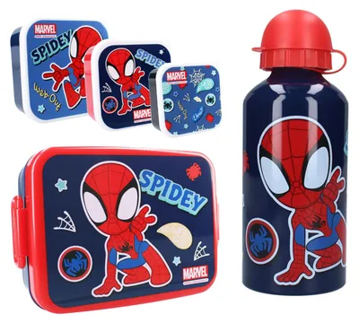 Produktbild von Spiderman-Lunchset; bestehend aus Brotdose, Snackbox und Trinkflasche