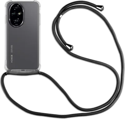 Produktbild von Handykette für Honor 200 Pro Handyhülle mit Band Case Hülle mit Kordel Handy Tasche in Schwarz