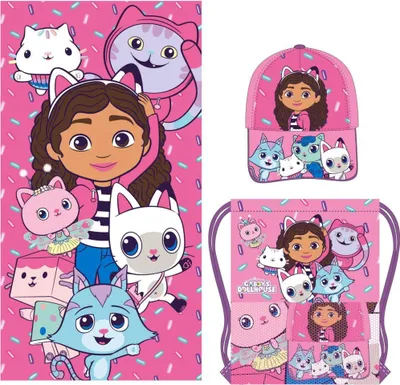 Obrázek produktu pro Gabby's Dollhouse Towel Set Dětské ručníky v tašce pro koupání a cestování