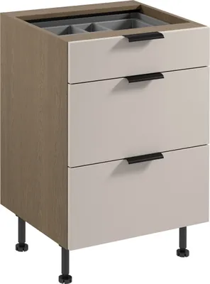 Produktbild von Küchenunterschrank 60 cm mit 3 Schubladen Küchenschrank Küchenmöbel Küchenblock, Sorento D60S3 AX Beige/Eiche