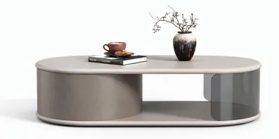 Image de Table basse moderne aux lignes ovales élégantes et au design transparent