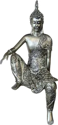 Produktbild von Wetterfeste bunte Buddha Dekofigur aus Polyresin, 31 x 16 x 12 cm (H x B x L)
