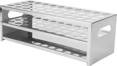 Imagen del producto de Soporte para portaobjetos de acero inoxidable de alta calidad, para laboratorio, con 40 orificios (15,5 mm). Equipo de laboratorio