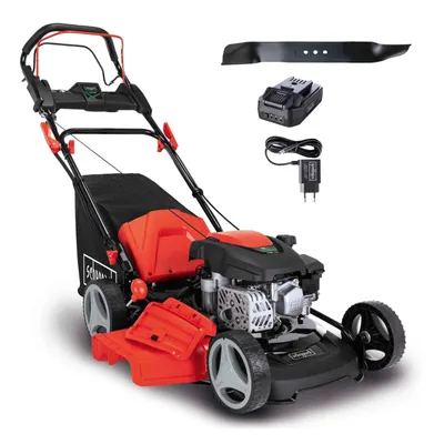 Produktbild von Scheppach Benzin-Rasenmäher MS150-46E - 3,7PS | 46cm | 55L | Antrieb | E-Start | inkl. 2Ah Akku + 2,4A Ladegerät + Ersatzmesser