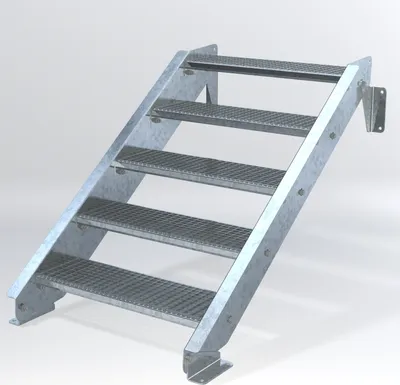 Produktbild von Stahltreppe 5 Stufen bis Höhe 100 cm, Laufbreite : 80 cm kein Geländer ST 1 (31 / 31 mm)