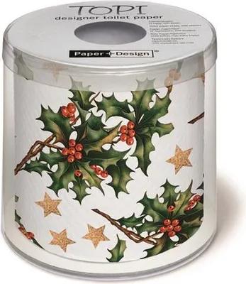 Produktbild von Toilettenpapier Rolle bedruckt Holly all over - Mistelzweig