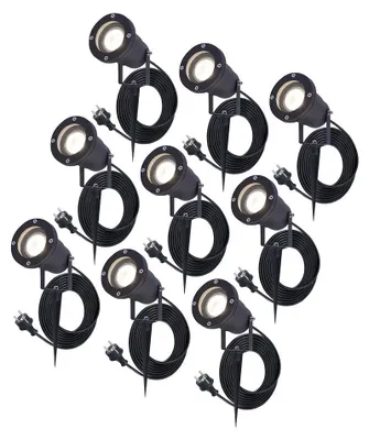 Image de HOFTRONIC - Lot de 9 spots à piquet extérieur LED 4W 345lm 4000K IP65 Noir