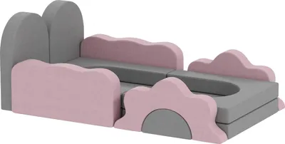 Produktbild von Schaumstoff-Kletterblöcke-Set, 12-teilig, grau/rosa Kordelbezug