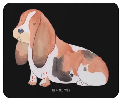Produktbild von Mr. & Mrs. Panda Mouse Pad Hund Basset Hound - Schwarz - Geschenk, Mauspad, pc mousepad, Süß, Sprüche, laptop