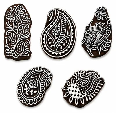 Zdjęcie produktu dla Zestaw 5 drewnianych stempli z motywem paisley