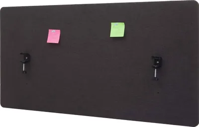 Produktbild von Akustik-Tischtrennwand HWC-G75, Büro-Sichtschutz Schreibtisch Pinnwand, doppelwandig Stoff/Textil - 60x120cm braun-grau