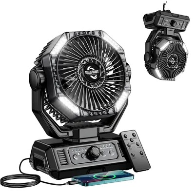 Obrázok produktu pre Ventilátor na kemping, batéria 20000 mAh, 8 úrovní nastavenia rýchlosti, model 8136-čierna