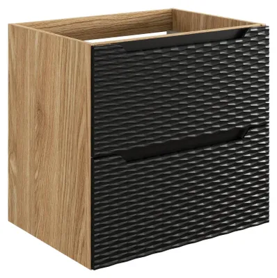 Zdjęcie produktu dla Szafka Łazienkowa Pod Umywalkę 60 Cm 2 Szuflady Czarny Mat Dąb