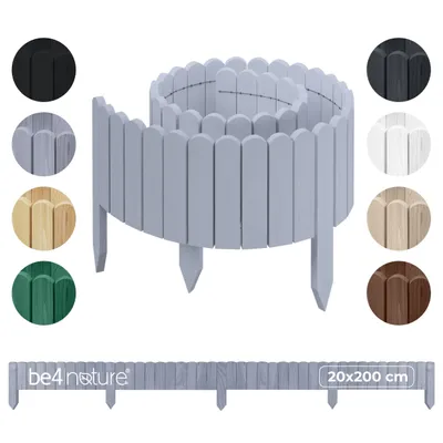 Image de be4nature Bordure de jardin bois flexible 20 x 200 cm argent imprégné bordure de parterre rouleau clôture décorative palissade bordure de pelouse
