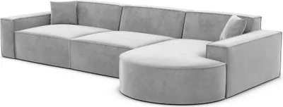 Produktbild von Samtstoff L-Form Sofa Brevia Hellgrau Rechts
