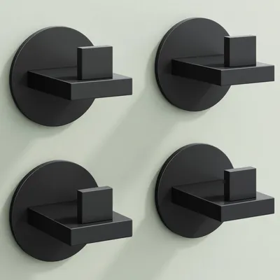 Produktbild von Mai & Mai Kleiderhaken 4 Stück Wandgarderobe Wandhaken aus Edelstahl Garderobenleiste Garderobenhaken 6cm Matt schwarz Stalo-08