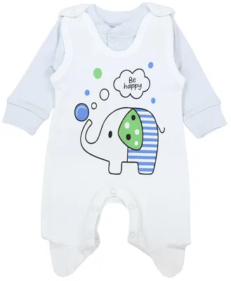 Produktbild von TupTam Baby Mädchen Jungen Strampler mit Langarmshirt Aufdruck Spruch 2 teilig, Farbe: Elefant, Größe: 50