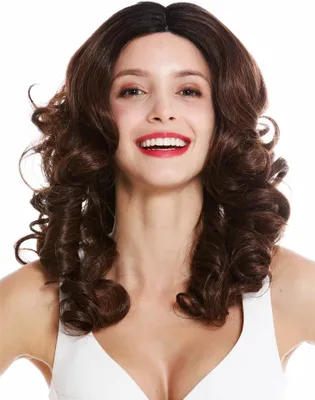 Produktbild von WIG ME UP Perücke lang Teil-Mono Scheitel Lace-Front voluminös gelockt Ombre Schwarz Braun Gesträhnt VK-21-MF