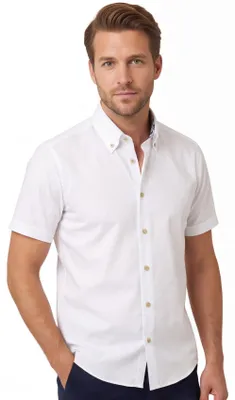 Produktbild von Ledub Kurzarmhemd Modern Fit weiß bügelfrei