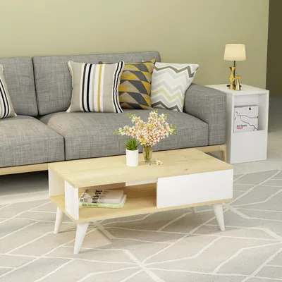 Produktbild von Skye Decor, Seul - Sapphire, White, Couchtisch, Saphir, 100 % MELAMINBESCHICHTETE SPANPLATTEN, 90 x 45 x 40 cm