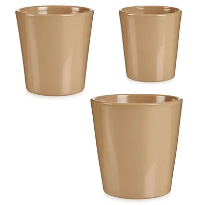Obrázek produktu pro Sada keramickcých béžových květináčů, 3 ks