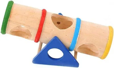 Produktbild von Holz-Rutschbahn-Spielgerät für Zwerghamster - Aktivitätsgerät - Dentalreinigung für Kleintiere - Freilaufanlage