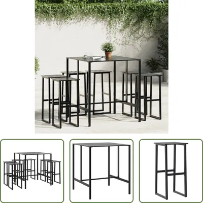Produktbild von The Living Store 7-tlg. Gartenbar-Set Schwarz Pulverbeschichteter Stahl