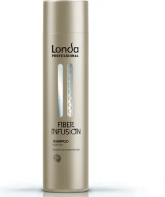 A bottle of Londa Professional Fiber Infusion Shampoo.
