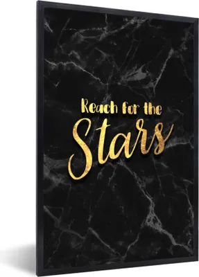 Produktbild von MuchoWow® Gerahmtes Poster Zitat - Sterne - Gold - Marmor 20x30 cm - Poster mit Schwarzem Bilderrahmen Wandposter Rahmen Foto Bilder - Drucken - Bilder Poster im Rahmen