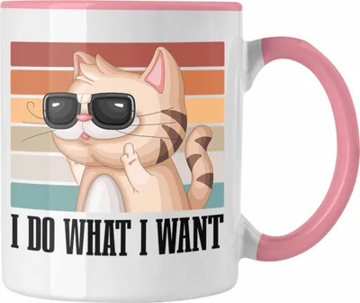 Produktbild von Trendation - Lustige Tasse Katze "Ich Mache Was Ich Will" Geschenkidee Katzen Freunde (Rosa)