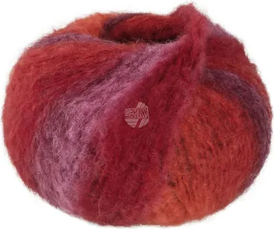 Produktbild von Lana Grossa GIGANTE 100 g voluminöses Alpakagarn mit Streifeneffekt 300 m  Farbe 017 - Burgund/Bordeaux/Zyklam/Paprikarot/Brombeer
