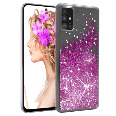 Produktbild von EAZY CASE - Glitzer Hülle kompatibel mit  Samsung Galaxy M31s Glitzer Schutzhülle, Soft Case, Backcover Transparent mit Motiv