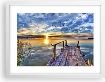 Produktbild von Gerahmtes Poster - Weißer Rahmen - See Brücke - 40x30 cm - Wand Bild - Wanddeko - Wandbilder - Kunstposter - Wandposter - Bilderrahmen - Bilder - Kunstdruck - Wandbild - P2WAA40x30-3963