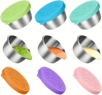 Produktbild von wiederverwendbare, auslaufsichere Edelstahlbehälter (50 ml) für Soßen/Eiscreme mit Deckel, ideal für Dressings.