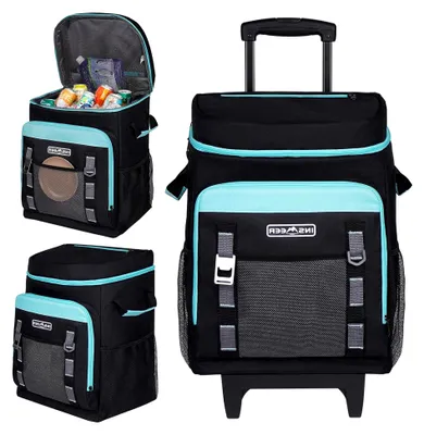 Produktbild von Kühltasche mit Rollen, 50L / 80 Dosen, faltbar und wasserdicht, Isoliertasche für Strand, Camping, Picknick, Einkaufen