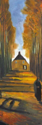 Zdjęcie produktu dla Vincent Van Gogh Art Print Obraz - Aleja topolowa jesienią, 1884 (158 x 53 cm)