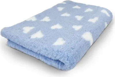 Produktbild von Vet Bed Hundebett mit Antirutschbeschichtung blau mit weißen Herzen 150 x 100 cm