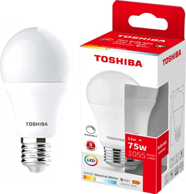 Obrázok produktu pre Toshiba LED lampa stmievateľná E27 11W 4000K 1055Lm ako 75W
