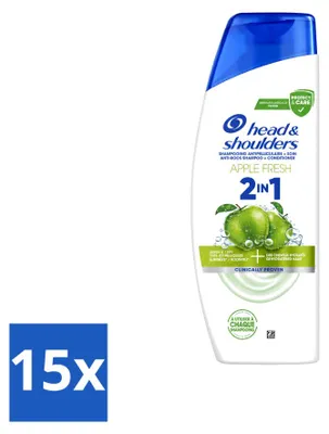 Productafbeelding van 15 x Head & Shoulders 2-in-1 Anti-roos Shampoo, appelgeur, 300 ml - Voordeelverpakking - 15 stuks