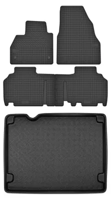 Produktbild von Gummimatten + Kofferraumwanne für Renault Kangoo II 2008-2021 (Minivan/Kombi, 5-Sitzer) – Schwarz, passgenau – Wielganizator