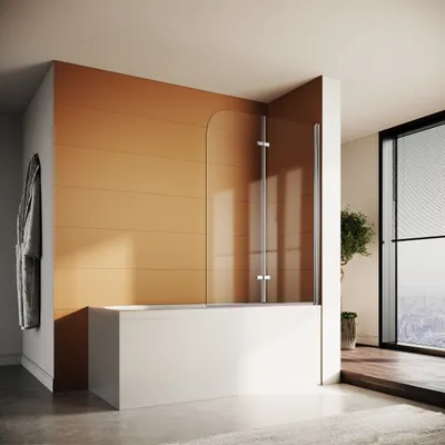 Immagine prodotto di SONNI, cabina doccia per vasca da bagno, colore argento, 100x130cm NANO 6mm vetro, ESG, cabina da bagno pieghevole