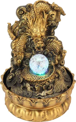 Image de Statue de dragon en résine fontaine d'eau à LED Home Office Desktop Decor Crafts GiftsEU Plug 220V