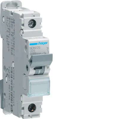 Immagine prodotto di Interruttore automatico 1 polo 10kA/15kA D-25A 1M Hager NDN125