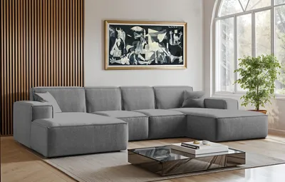 Produktbild von Kaiser Möbel Ecksofa U-Form Siena mit Stoff Maloy Grau